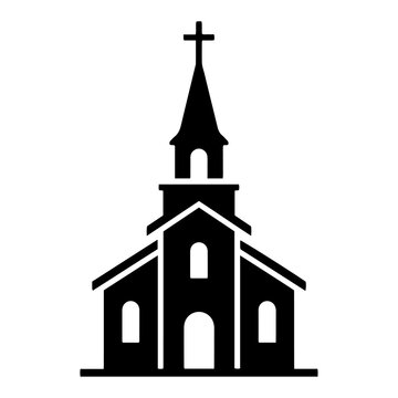 Church building steeple with cross christian religion silhouette icon