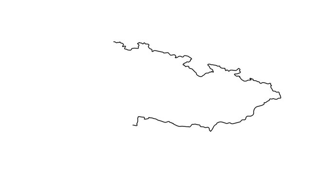 Animation of czech republic map with black border on white background geographic footage.