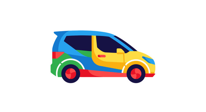 Colorful illustration of a small car.