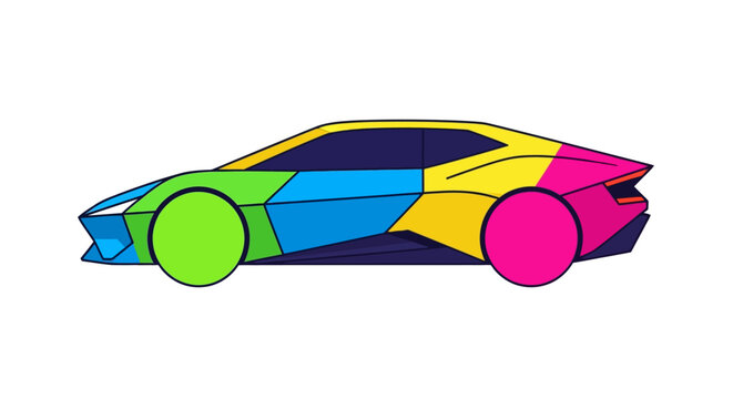 Colorful illustration of a sports car.