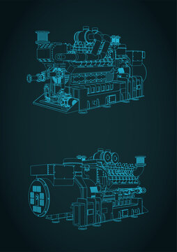 Industrial gas engine blueprints