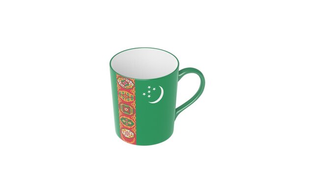 Republic of Turkmenistan national flag isolated on white background.