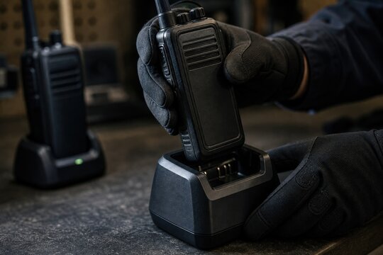 Rural Emergency Medical Services Macro Hands Only Gloved Placing Radio