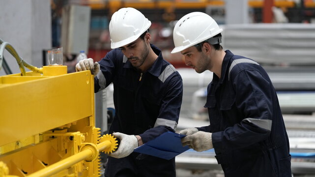 engineer team full skill quality for maintenance and training in industry factory worker , warehouse Workshop for factory operators, mechanical engineering team production.
