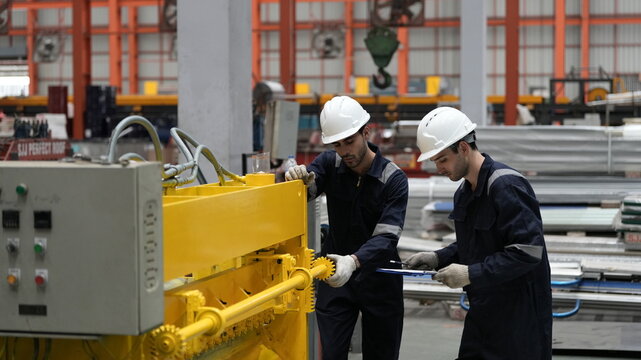 engineer team full skill quality for maintenance and training in industry factory worker , warehouse Workshop for factory operators, mechanical engineering team production.