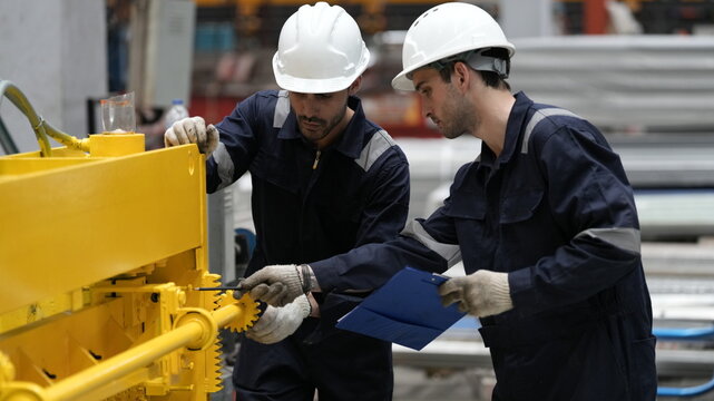 engineer team full skill quality for maintenance and training in industry factory worker , warehouse Workshop for factory operators, mechanical engineering team production.
