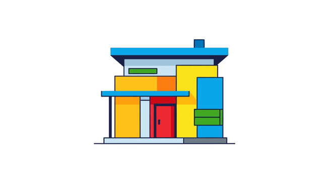 Colorful modern house front exterior.