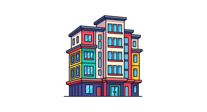 Colorful Multi Story Urban Residential Building.