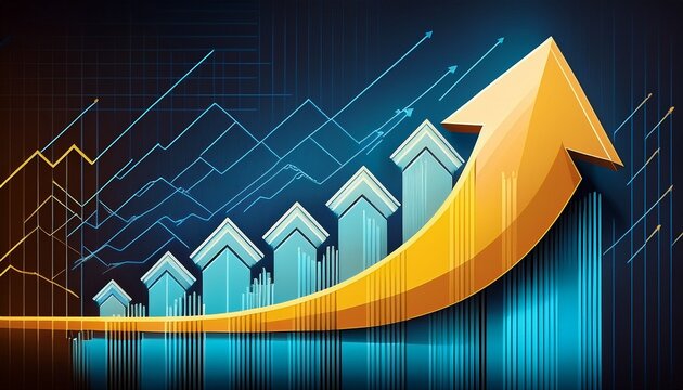 rising arrows showing business growth with standout yellow bar