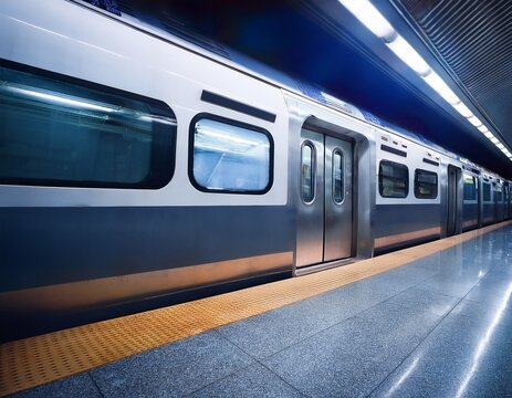 subway train at station closed doors on platform
