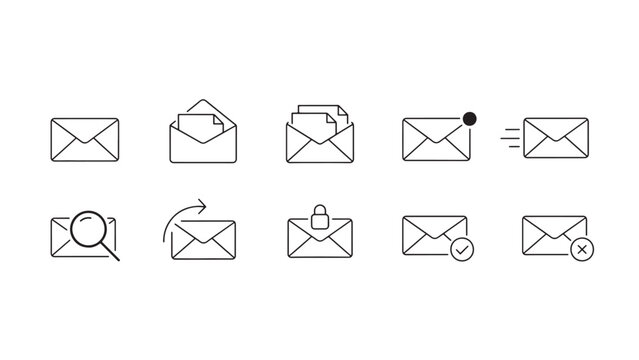 Minimal email communication icons set