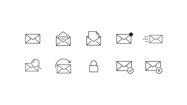 Minimal email communication icons set