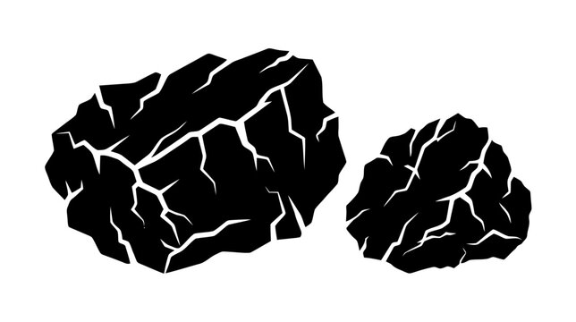 Vector illustration of black coal lumps on a transparent background