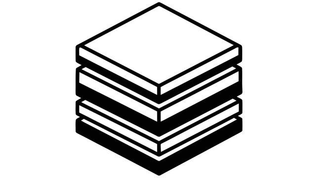 Vector illustration of isometric stack of square layers or data blocks icon on a transparent background