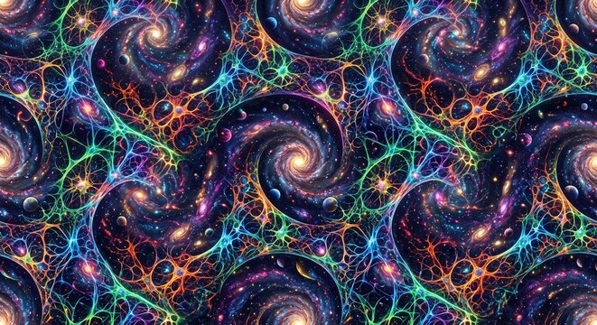 Seamless abstract cosmic space galaxy swirling pattern