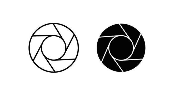 Vector illustration of camera aperture icon set, shutter symbol, photography lens diaphragm on a transparent background