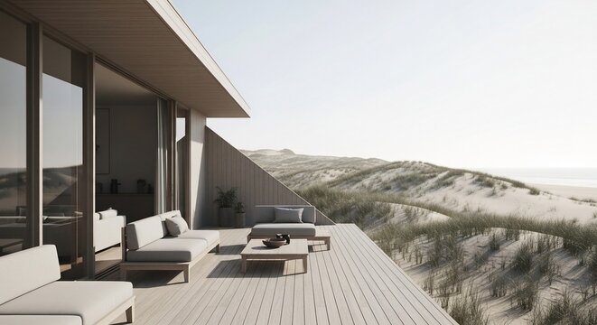 Modern house exterior terrace view