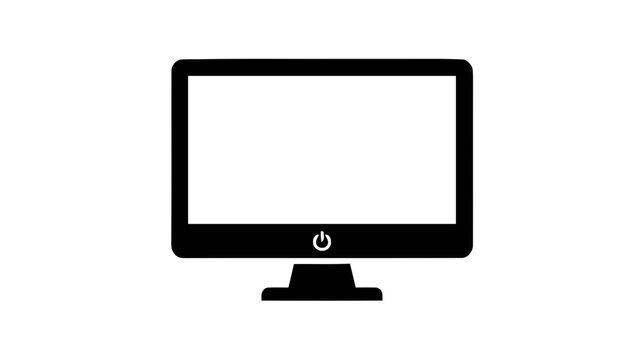 Vector illustration of computer monitor icon with power button symbol on a transparent background