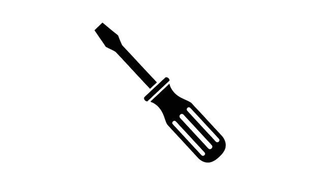 Vector illustration of flathead screwdriver icon on a transparent background