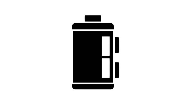 Vector illustration of black and white icon of a film canister or camera roll on a transparent background