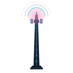 Obraz premium Modern detailed 6G network tower illustration isolated on white background for telecommunications infrastructure and future wireless technology concepts
