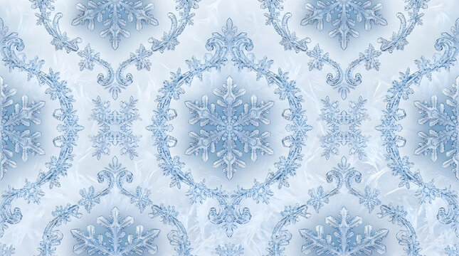 Vintage damask pattern in light blue, elegant floral wallpaper background, classic baroque seamless texture for luxury interior design and textiles