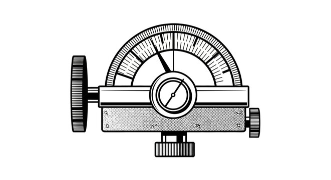 Detailed vector graphic of an analog measurement instrument, illustrating a precise angle gauge or inclinometer concept suitable for technical diagrams and scientific applications