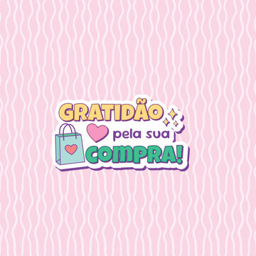 Gratido pela sua Compra Sticker Style Illustration