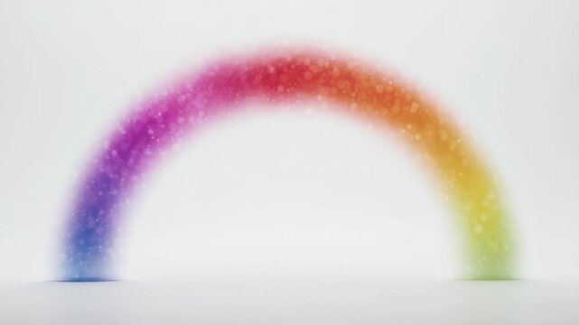 Colorful rainbow arc rotating and shifting colors on light background for celebration and pride content