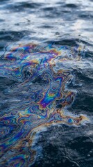 Obraz premium Rainbow Iridescent Non-Toxic Oil Slick on Seawater Abstract Organic Swirl Background
