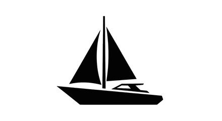 Fototapeta premium Vector illustration of black silhouette icon of a sailboat on a transparent background