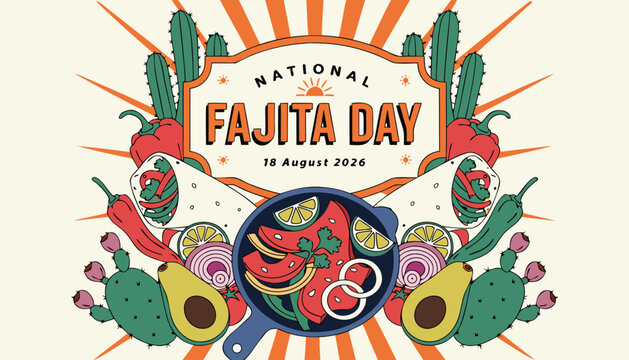 Retro style graphic design celebrating national fajita day in august