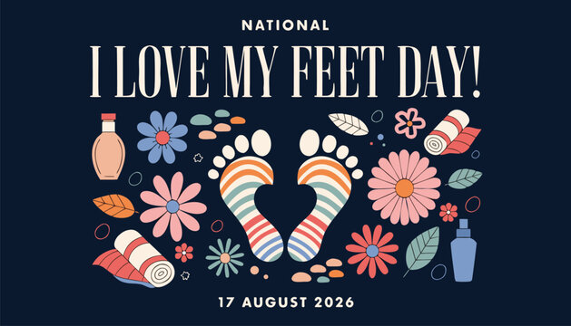 National i love my feet day celebration with floral decorations