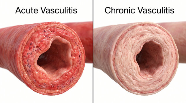 Acute vs Chronic Vasculitis: 3D Cross-Section Comparison of Inflamed Arterial Walls