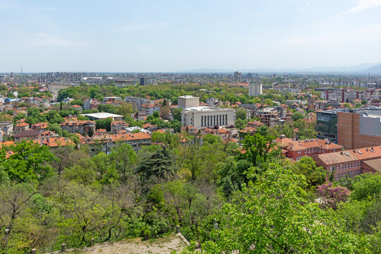 Panoramic view of the city of Plovdiv from Bunardzhik hill, Bulgaria