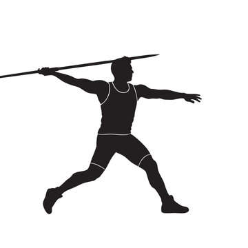 javelin thrower black vector silhouette preparing to throw the javelin