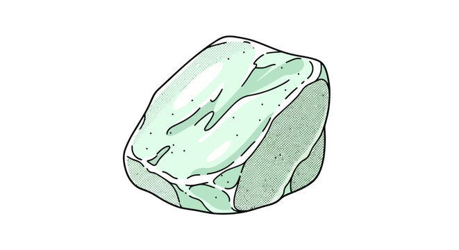 Natural green talc mineral specimen raw soapstone rock hand drawn style vector. Geological element for science or design isolated graphic