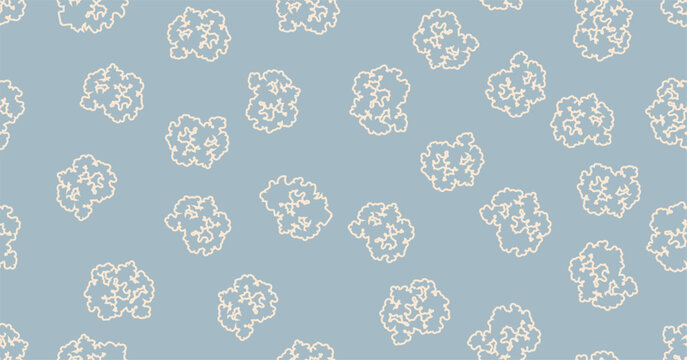 Stylish seamless flourish pattern with floer bloom, organic shape blots. Ornamental flourish texture. Abstract backdrop with chaotic flowing leaves. Artistic stylish endless drawn background.