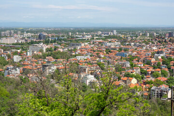 Fototapeta premium Panoramic view of the city of Plovdiv from Bunardzhik hill, Bulgaria