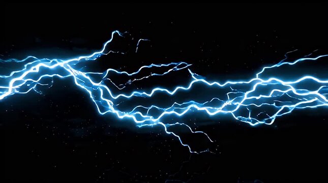 Electric Lightning Strike in Dark Night Sky