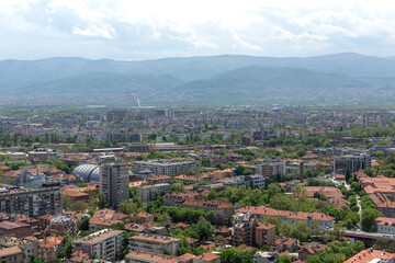 Fototapeta premium Panoramic view of the city of Plovdiv from Bunardzhik hill, Bulgaria