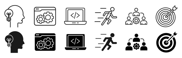 Hackathon icon set. teamwork and goal vector illustration concept © Lembong135