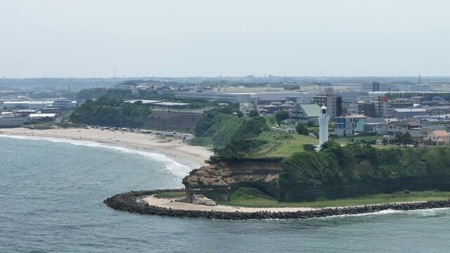 茨城県日立市 久慈浜海岸と日立港のドローン空撮