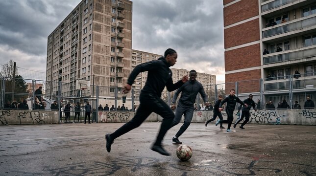 Street Football Match in Urban Housing Project