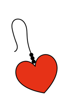 Cute retro red heart earpiece in cartoon graphic style adds a pop music and y2k vibe. This graphic headphones element brings love and playful retro mood, perfect for fun vintage themes.