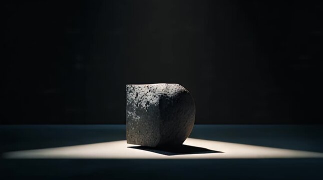 Minimalist Concrete Block with Dramatic Lighting and Shadow