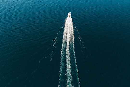 Ship Cuts a Wake