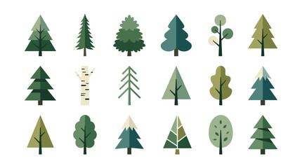 Stylized Forest Tree Icon Set © ahmad