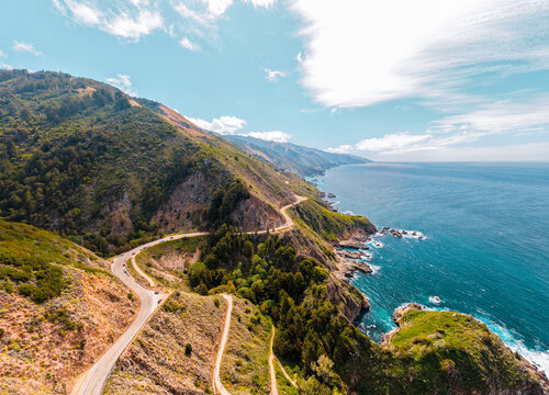 Drone Panorama of Highway 1, California