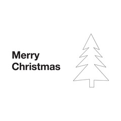 Fototapeta premium Line drawing of christmas tree with festive text on white background